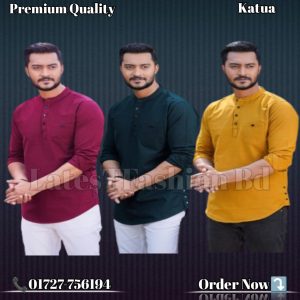 3 Pcs Long Sleeve Katua- Bottle green+ Meroon+ Kathali