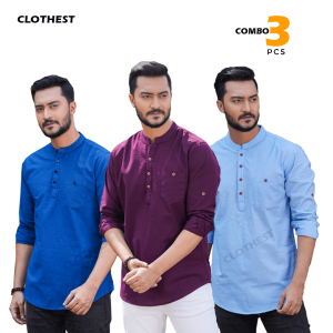 3 Pcs Long Sleeve Katua- Petrol+Purple+Sky