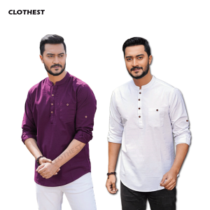 2 Pcs Long Sleeve Katua-Purple+White