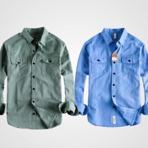 2 Pcs New NDP long sleeve casual shirt for man- Sea Green+ Sky blue