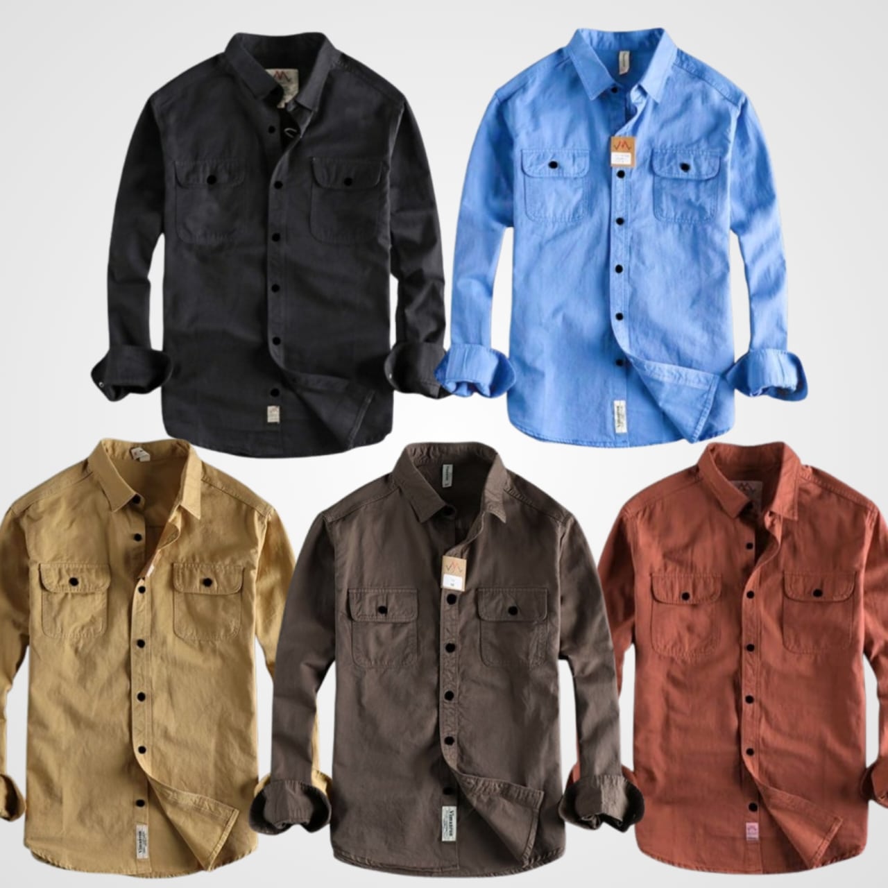 5 Pcs New NDP long sleeve casual shirt for man- Black+ Sky Black+ Brown+ Kathal+ Coffee
