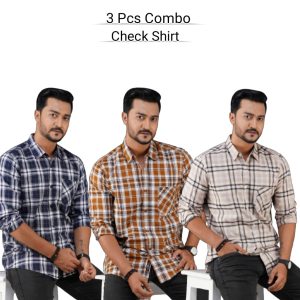 3 Pcs long sleeve Check shirt for man