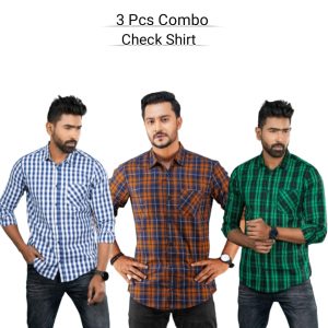 3 Pcs long sleeve Check shirt for man