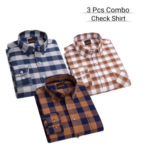 3 Pcs long sleeve Check shirt for man