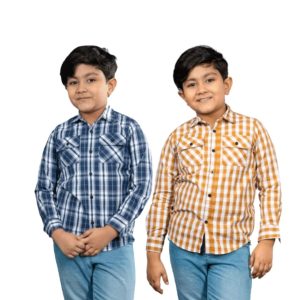 2 Pcs long sleeve Check shirt for Boys