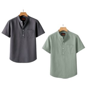 2 Pcs Half Sleeve Katua With Poket – Ash+ Mint