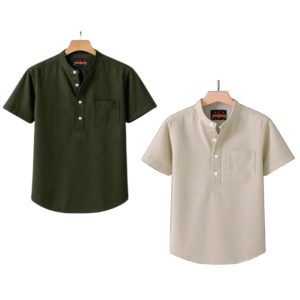 2 Pcs Half Sleeve Katua With Poket – Jolpai+ Brown