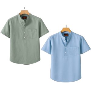 2 Pcs Half Sleeve Katua With Poket – Sky+ Mint