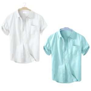 2 Pcs Half Sleeve Shirt With Single Poket