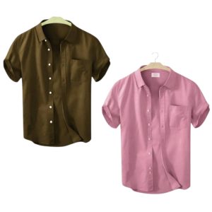 2 Pcs Half Sleeve Shirt With Single Poket