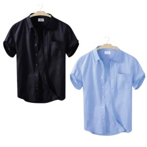 2 Pcs Half Sleeve Shirt With Single Poket
