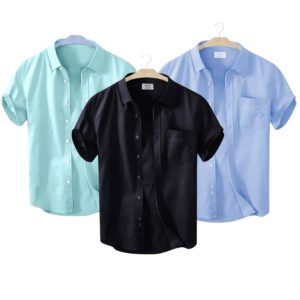 3 Pcs Half Sleeve Shirt With Single Poket