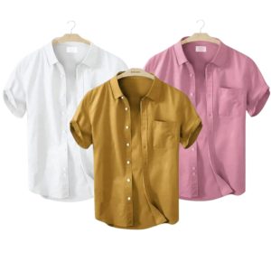 3 Pcs Half Sleeve Shirt With Single Poket