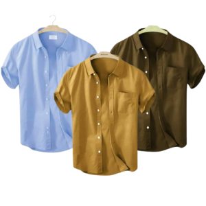3 Pcs Half Sleeve Shirt With Single Poket