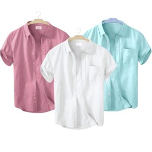 3 Pcs Half Sleeve Shirt With Single Poket