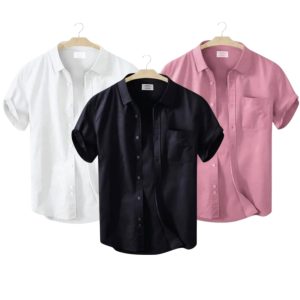 3 Pcs Half Sleeve Shirt With Single Poket