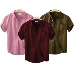 3 Pcs Half Sleeve Shirt With Single Poket
