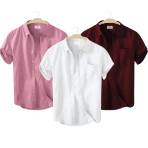 3 Pcs Half Sleeve Shirt With Single Poket