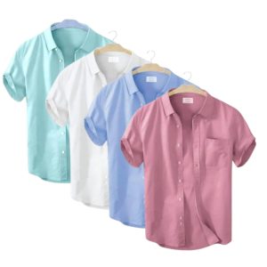 4 Pcs Half Sleeve Shirt With Single Poket