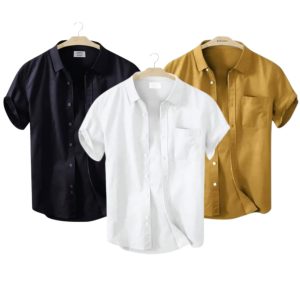 3 Pcs Half Sleeve Shirt With Single Poket