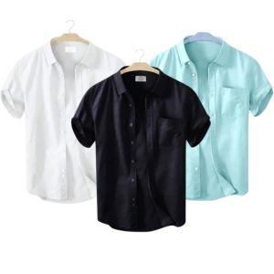 3 Pcs Half Sleeve Shirt With Single Poket