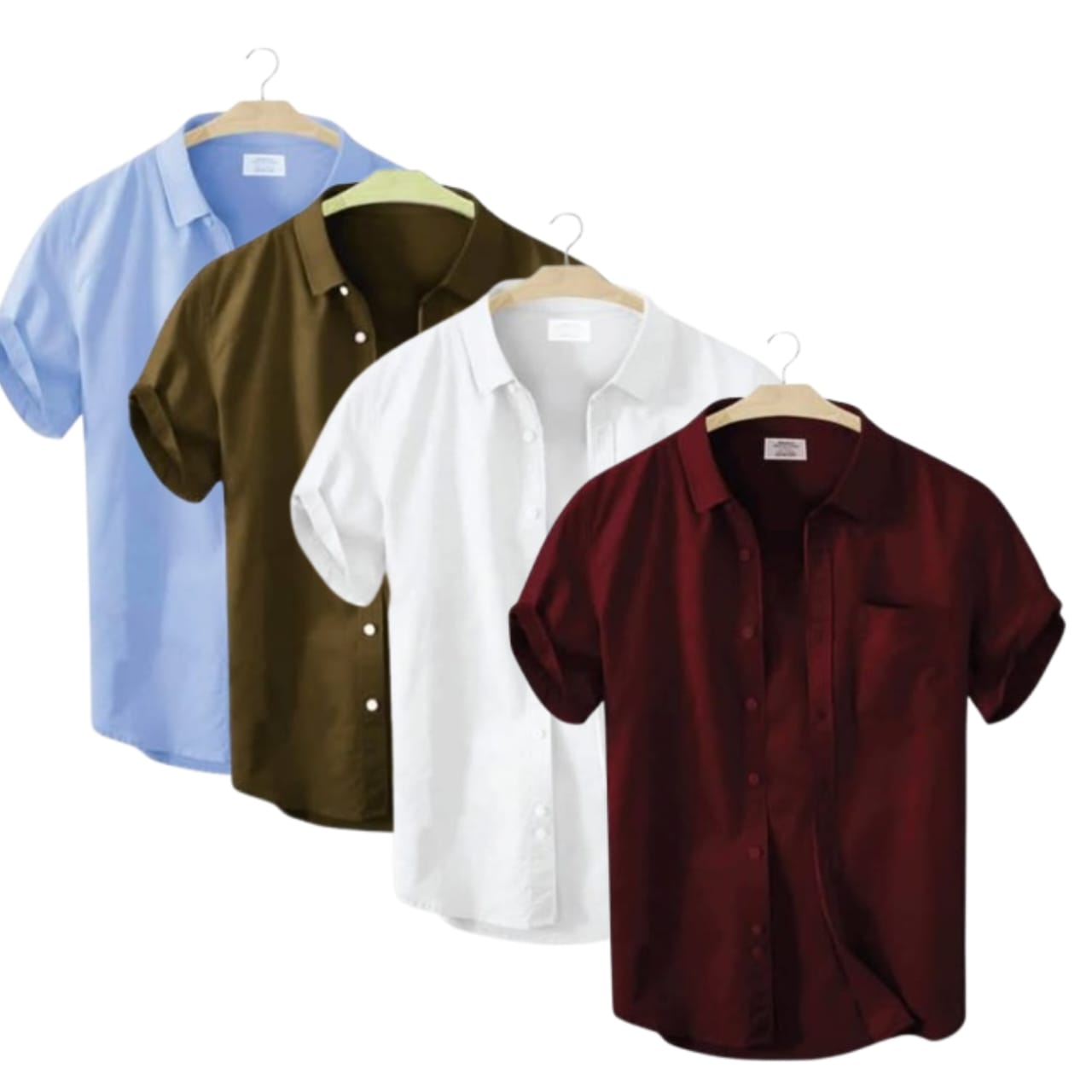 4 Pcs Half Sleeve Shirt With Single Poket