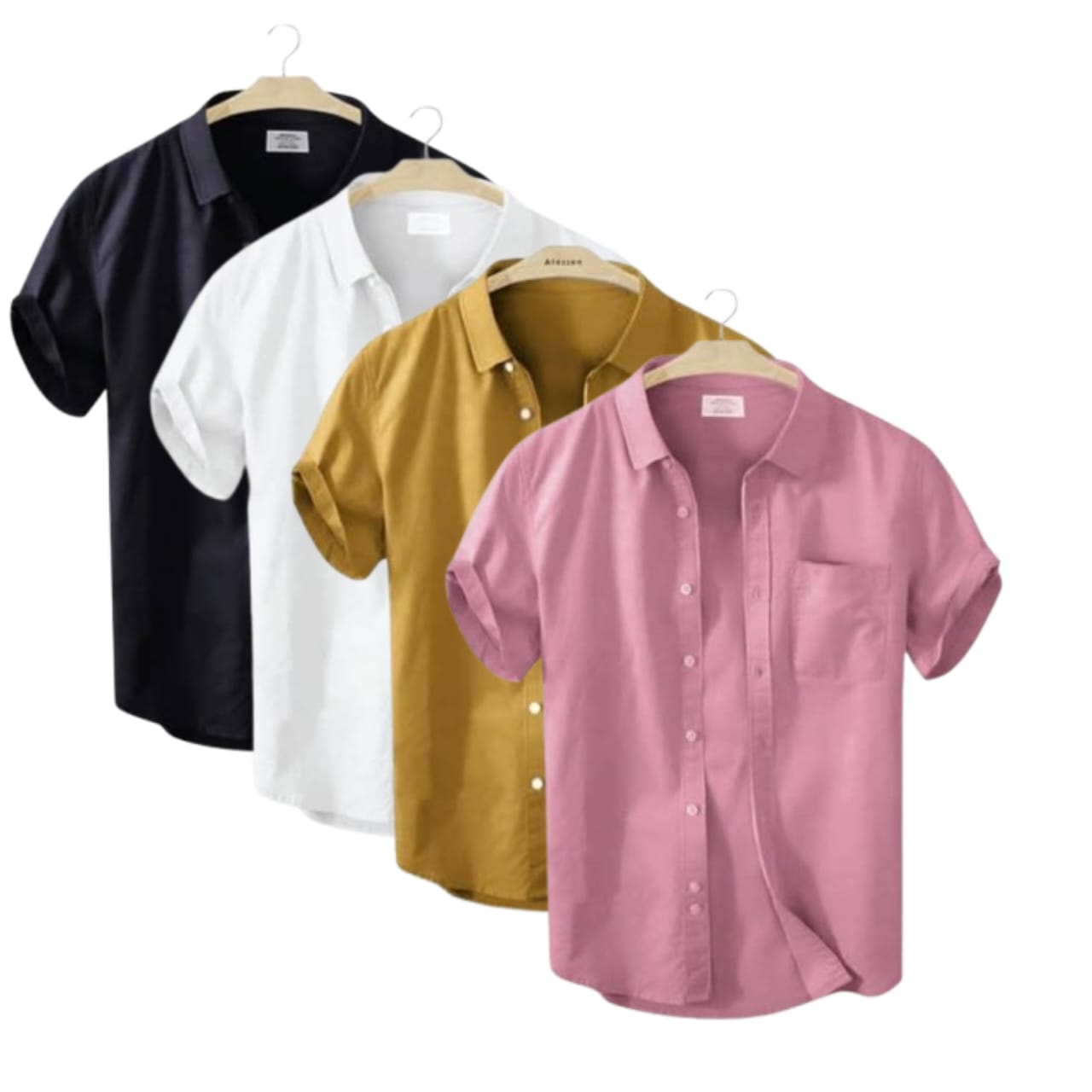 4 Pcs Half Sleeve Shirt With Single Poket