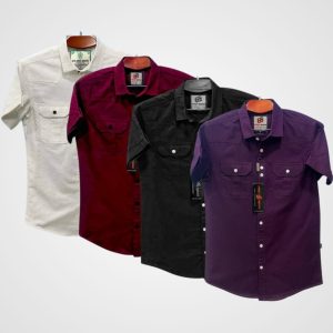 4 Pcs Half sleeve Double pocket shirt for man's