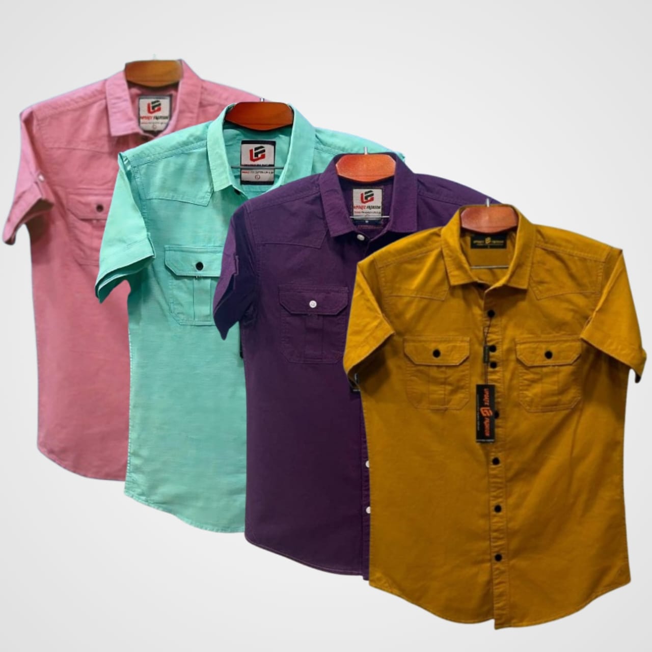 4 Pcs Half sleeve Double pocket shirt for man's