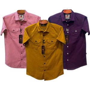 3 Pcs Half sleeve Double pocket shirt for man's