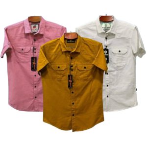3 Pcs Half sleeve Double pocket shirt for man's