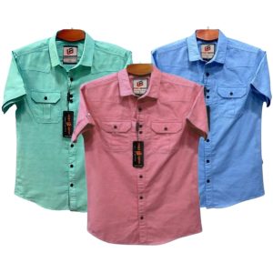 3 Pcs Half sleeve Double pocket shirt for man's