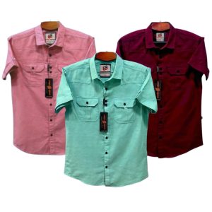 3 Pcs Half sleeve Double pocket shirt for man's
