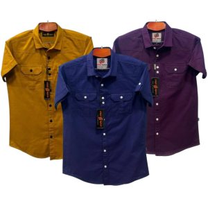 3 Pcs Half sleeve Double pocket shirt for man's