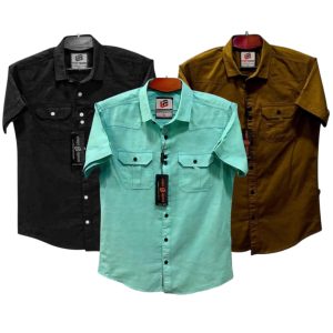 3 Pcs Half sleeve Double pocket shirt for man's