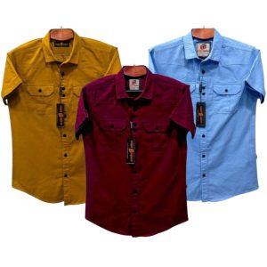 3 Pcs Half sleeve Double pocket shirt for man's