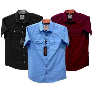 3 Pcs Half sleeve Double pocket shirt for man's