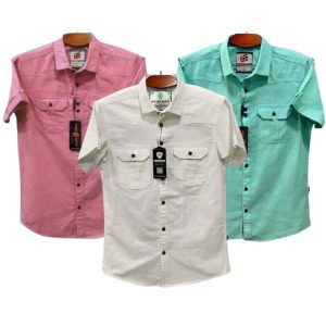 3 Pcs Half sleeve Double pocket shirt for man's