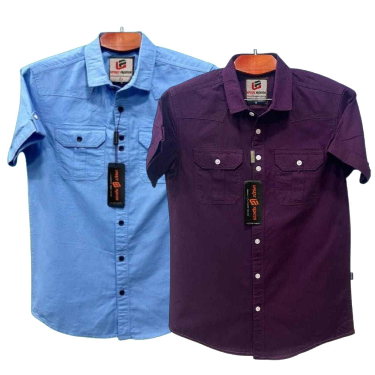 2 Pcs Half sleeve Double pocket shirt for man's