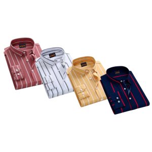 4 Pcs long sleeve Formal Check shirt for man