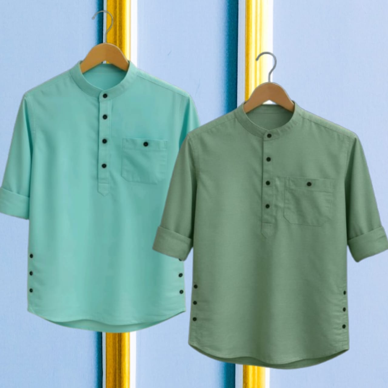2 Pcs long sleeve Katua for man- Light Green+ Pest