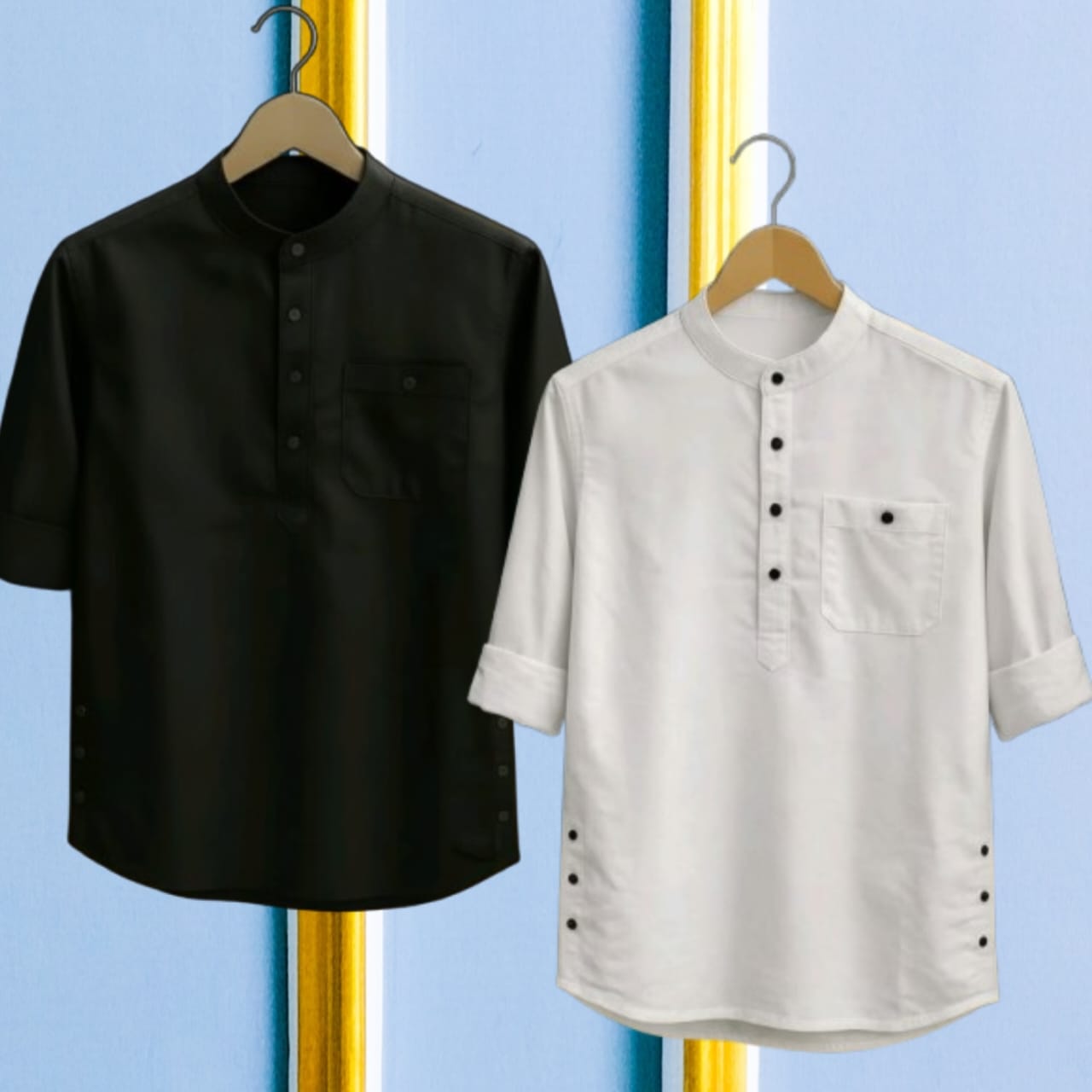 2 Pcs long sleeve Katua for man- Black+