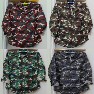4 Pcs Camo Print Shirt- Ash+ Red+ Green+ Oliv (Copy)
