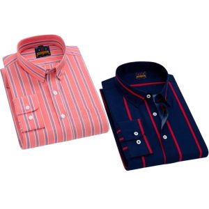 2 Pcs long sleeve Formal Check shirt for man
