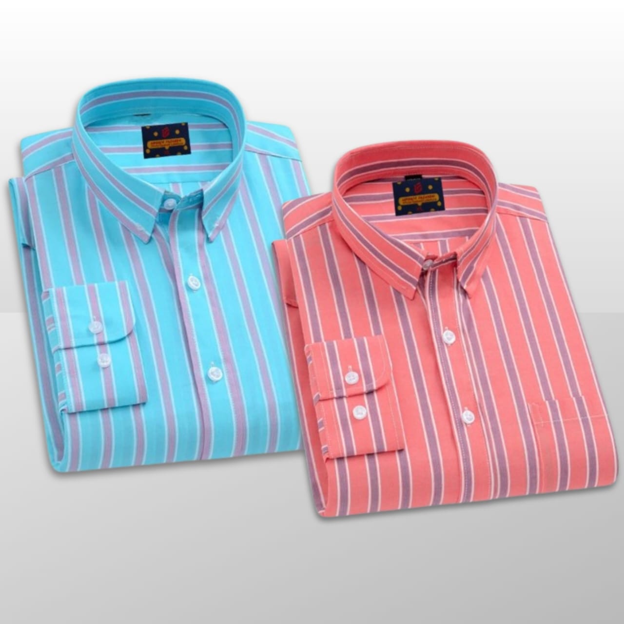 2 Pcs long sleeve Formal Check shirt for man