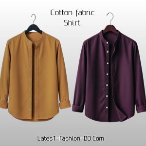 2 Pcs Full Sleeve Ban coler shirt -kathali+ purple