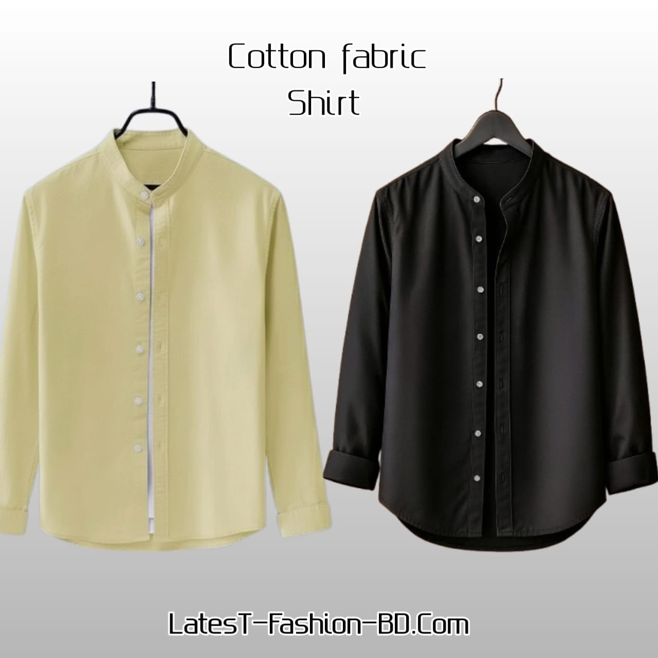 2 Pcs Full Sleeve Ban coler shirt - black+ yellow