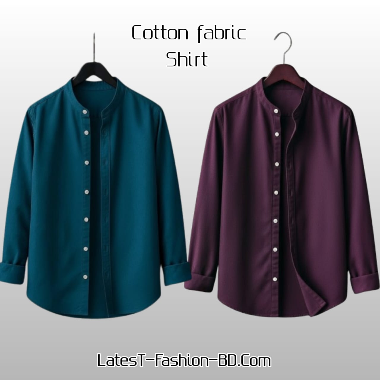 2 Pcs Full Sleeve Ban coler shirt - purple+ blue