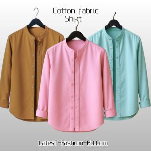 3 Pcs Full Sleeve Ban coler shirt - pest+ kathali+ pink