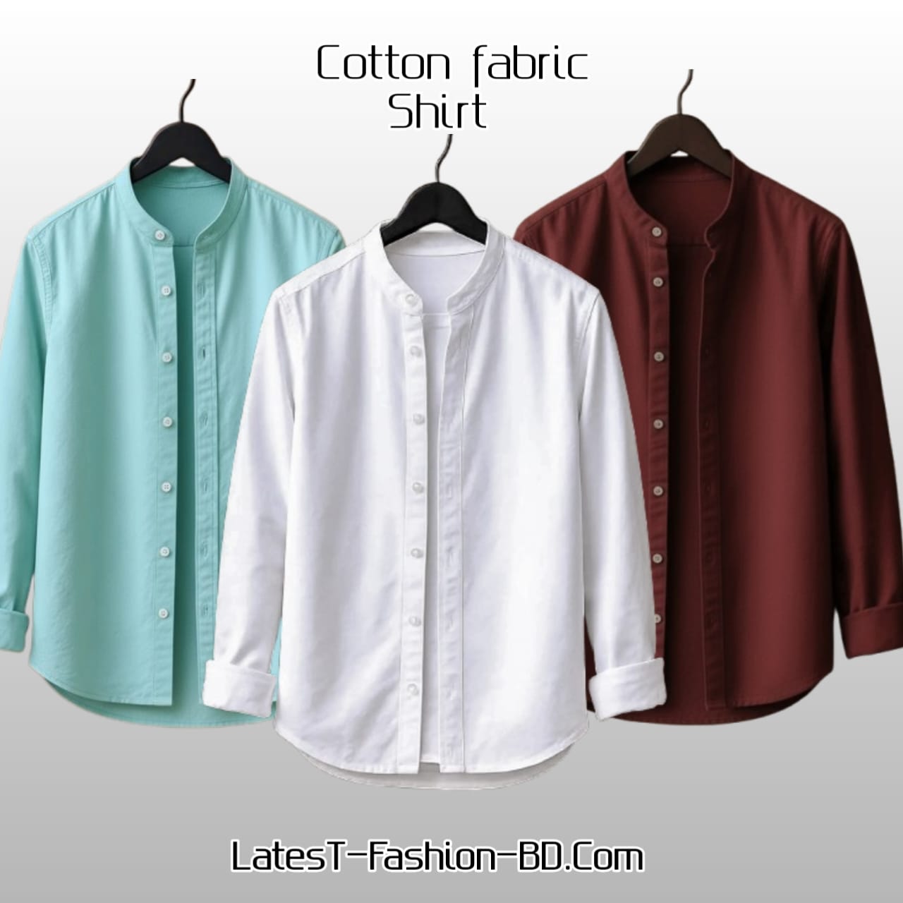 3 Pcs Full Sleeve Ban coler shirt - pest+ meroon+ white